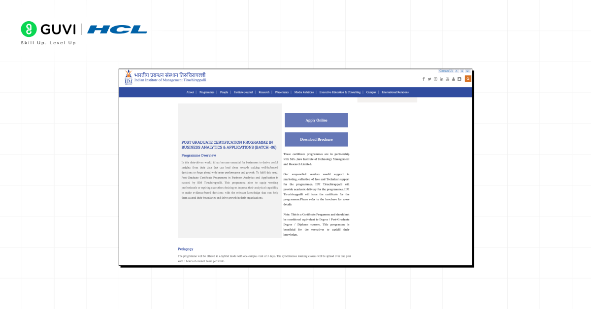 iim tiruchirappalli business analytics course