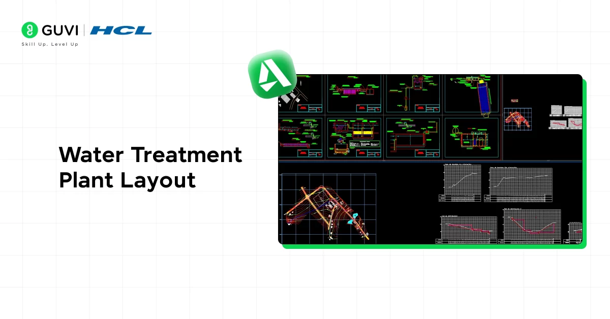 Water treatment plant layout as one of the important civil autocad projects